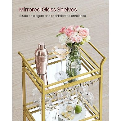 Small Bar Cart With 3-tier Mirrored Shelf