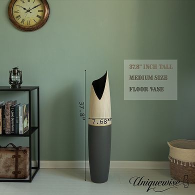 Tall Freestanding Ceramic Floor Vase - Handcrafted Waterproof Vase for Tall Floral Arrangements