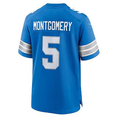 Men's Nike David Montgomery Blue Detroit Lions Game Jersey