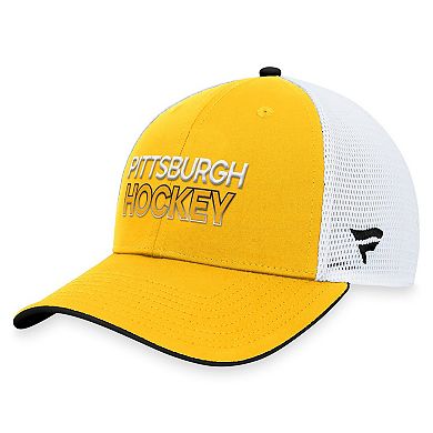 Men's Fanatics Branded Gold Pittsburgh Penguins Authentic Pro Rink Trucker Adjustable Hat
