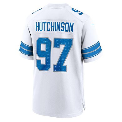 Men's Nike Aidan Hutchinson White Detroit Lions Game Jersey