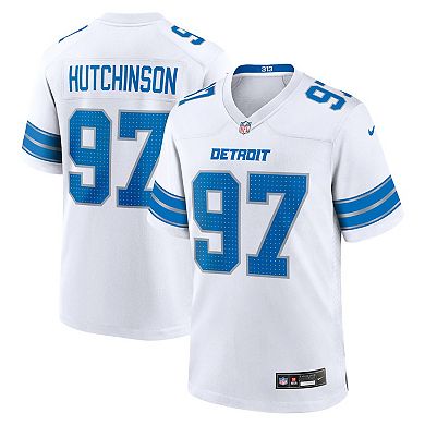 Men's Nike Aidan Hutchinson White Detroit Lions Game Jersey