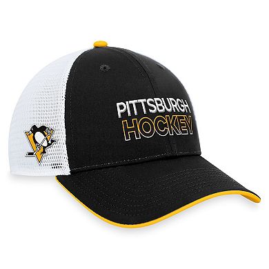 Men's Fanatics Branded  Black Pittsburgh Penguins Authentic Pro Rink Trucker Adjustable Hat