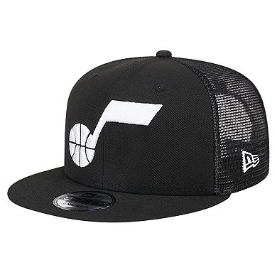Men's New Era Black Utah Jazz Evergreen 9FIFTY Trucker Snapback Hat