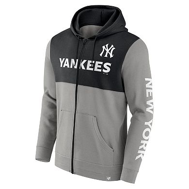 Men's Fanatics Branded Gray/Black New York Yankees Ace Hoodie Full-Zip Sweatshirt