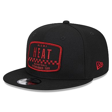 Men's New Era Black Miami Heat  Rally Drive Finish Line Patch 9FIFTY Snapback Hat