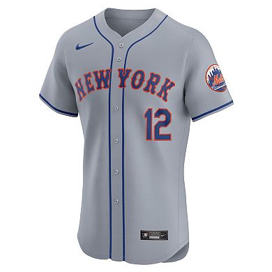Men's Nike Francisco Lindor Gray New York Mets Road Elite Player Jersey