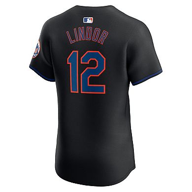 Men's Nike Francisco Lindor Black New York Mets Alternate Elite Player Jersey