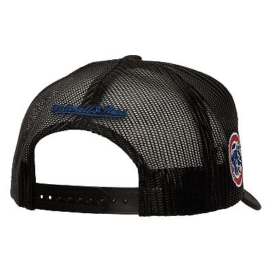 Men's Mitchell & Ness Black Chicago Cubs Script Trucker Adjustable Hat