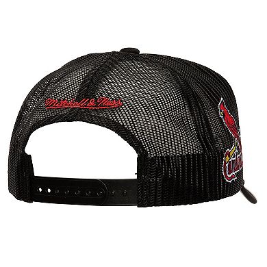 Men's Mitchell & Ness Black St. Louis Cardinals Script Trucker Adjustable Hat
