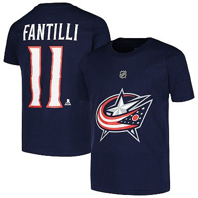 Youth Adam Fantilli Navy Columbus Blue Jackets Player Name & Number T-Shirt