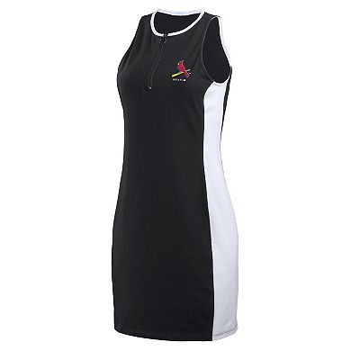 Women's WEAR by Erin Andrews Black St. Louis Cardinals Color Block Quarter-Zip Sleeveless Dress