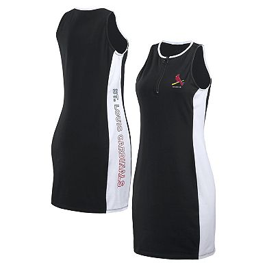 Women's WEAR by Erin Andrews Black St. Louis Cardinals Color Block Quarter-Zip Sleeveless Dress