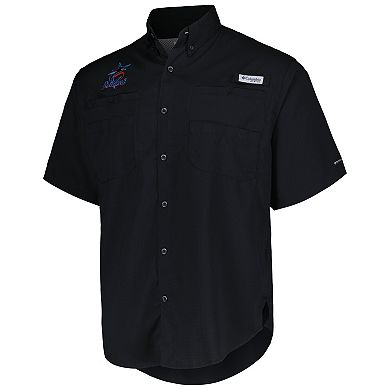 Men's Columbia Black Miami Marlins Tamiami Omni-Shade Button-Down Shirt