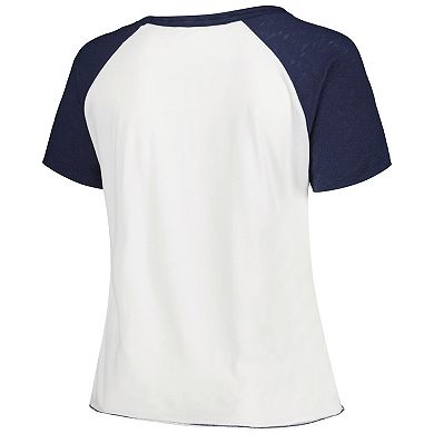 Women's Soft as a Grape White Tampa Bay Rays Plus Size Baseball Raglan T-Shirt