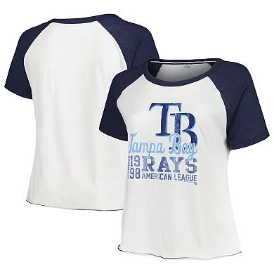 Women's Soft as a Grape White Tampa Bay Rays Plus Size Baseball Raglan T-Shirt