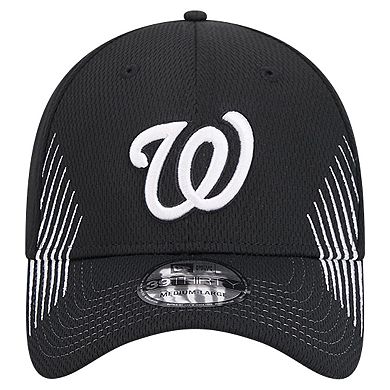 Men's New Era Black Washington Nationals Active Dash Mark 39THIRTY Flex Hat