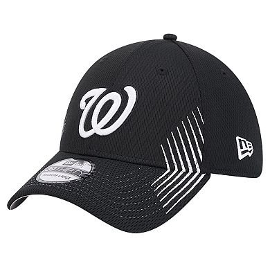 Men's New Era Black Washington Nationals Active Dash Mark 39THIRTY Flex Hat