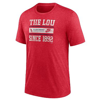 Men's Nike Heather Red St. Louis Cardinals Cooperstown Collection Local Stack Tri-Blend T-Shirt