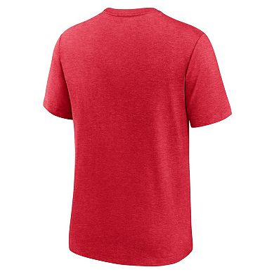 Men's Nike Heather Red Cincinnati Reds Cooperstown Collection Local Stack Tri-Blend T-Shirt