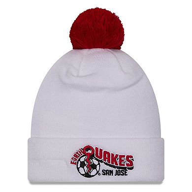 Men's New Era  White San Jose Earthquakes Jersey Hook Cuff Knit Hat with Pom