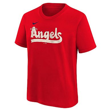 Youth Nike Red Los Angeles Angels City Connect Wordmark T-Shirt