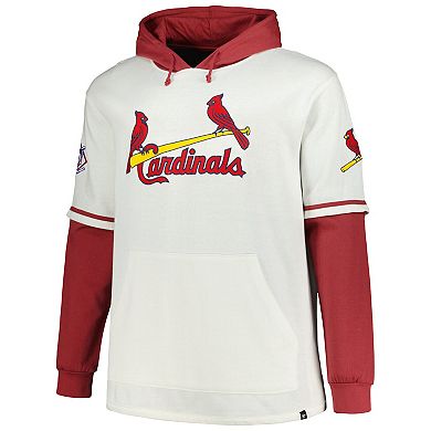 Men's '47 White/Red St. Louis Cardinals Big & Tall Trifecta Shortstop Pullover Hoodie