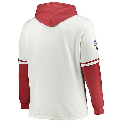 Men's '47 White/Red St. Louis Cardinals Big & Tall Trifecta Shortstop Pullover Hoodie