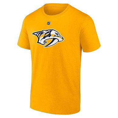 Men's Fanatics Branded Ryan O'Reilly Gold Nashville Predators Authentic Stack Name & Number T-Shirt