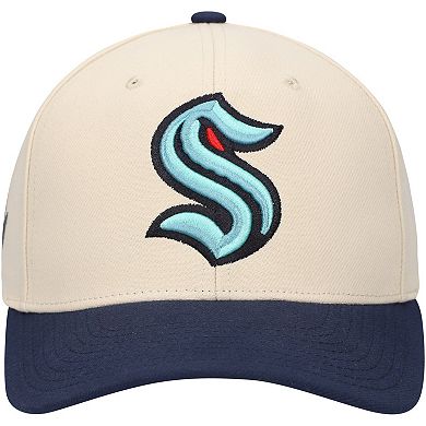 Men's Mitchell & Ness Cream/Deep Sea Blue Seattle Kraken Game On 2-Tone Pro Adjustable Hat