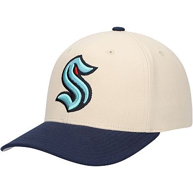 Men's Mitchell & Ness Cream/Deep Sea Blue Seattle Kraken Game On 2-Tone Pro Adjustable Hat