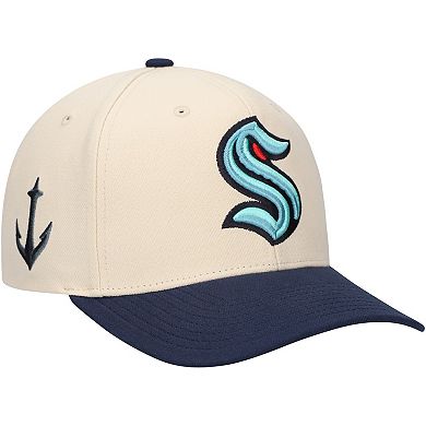 Men's Mitchell & Ness Cream/Deep Sea Blue Seattle Kraken Game On 2-Tone Pro Adjustable Hat