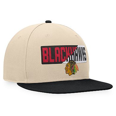 Men's Fanatics Branded Cream/Black Chicago Blackhawks Goalaso Snapback Hat