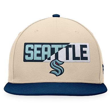 Men's Fanatics Branded Cream/Deep Sea Blue Seattle Kraken Goalaso Snapback Hat