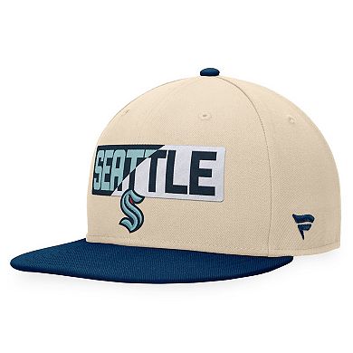 Men's Fanatics Branded Cream/Deep Sea Blue Seattle Kraken Goalaso Snapback Hat