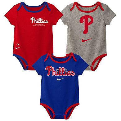 Infant Nike Philadelphia Phillies Authentic Collection Three-Pack Bodysuit Set