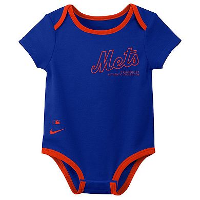 Newborn Nike New York Mets Three-Pack Bodysuit Set