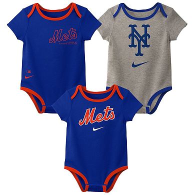 Newborn Nike New York Mets Three-Pack Bodysuit Set
