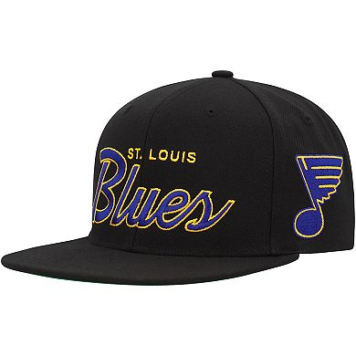 Men's Mitchell & Ness Black St. Louis Blues Core Team Script 2.0 Snapback Hat