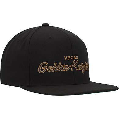 Men's Mitchell & Ness Black Vegas Golden Knights Core Team Script 2.0 Snapback Hat