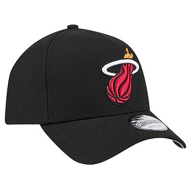 Men's New Era Black Miami Heat A-Frame 9FORTY Adjustable Hat