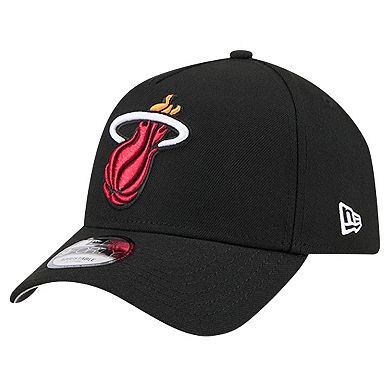 Men's New Era Black Miami Heat A-Frame 9FORTY Adjustable Hat