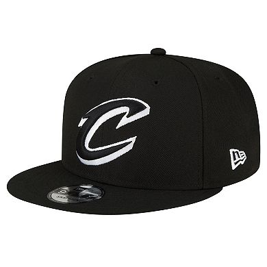 Men's New Era Cleveland Cavaliers Black & White 9FIFTY Snapback Hat