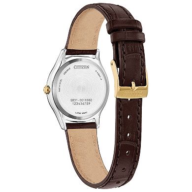 Citizen Axiom Eco-Drive Women's Two Tone Stainless Steel Diamond Accent Leather Strap Watch