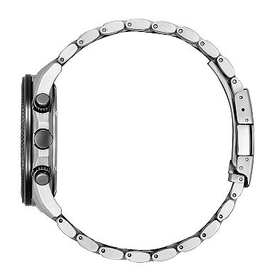 Citizen Men's Eco-Drive Weekender Stainless Steel Black Chronograph Dial Bracelet Watch