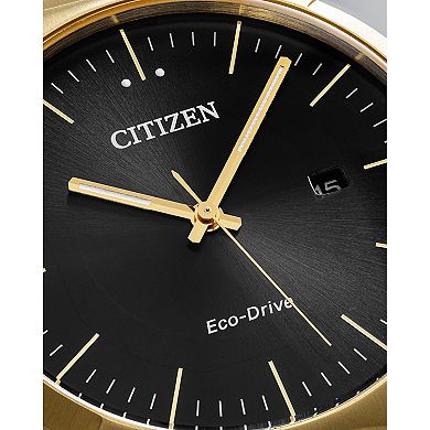 Citizen Men's Eco-Drive Modern Axiom Gold Tone Stainless Steel Black Dial Bracelet Watch