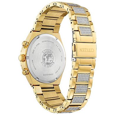 Citizen Men's Eco-Drive Classic Gold Tone Stainless Steel Crystal Accent Chronograph Bracelet Watch