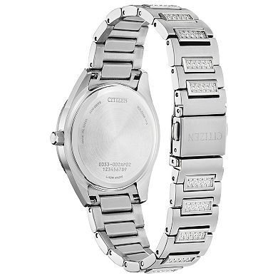 Citizen Eco-Drive Women's Silhouette Stainless Steel Crystal Accent Blue Dial Bracelet Watch - EM1020-57L