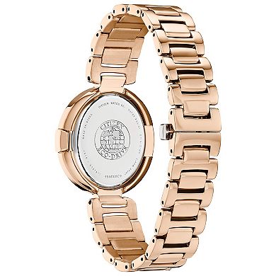 Citizen Women's Eco-Drive Capella Rose Gold Tone Stainless Steel Diamond Accent Bezel Bracelet Watch