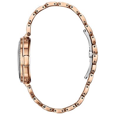 Citizen Women's Eco-Drive Capella Rose Gold Tone Stainless Steel Diamond Accent Bezel Bracelet Watch